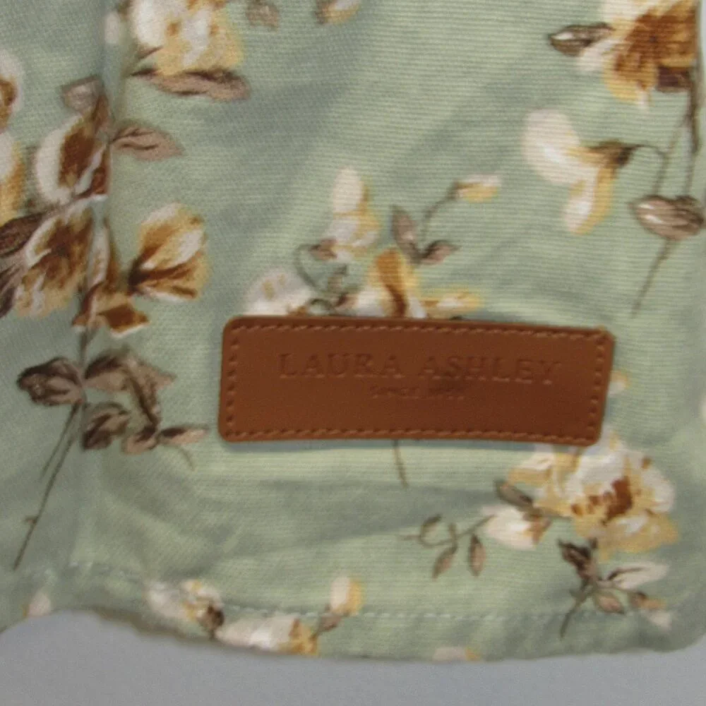 LAURA ASHLEY Chef Apron Little Darlings Green Brown Shabby Floral One Size ⭐